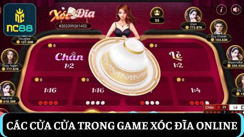 các cửa cược trong Xóc đĩa online